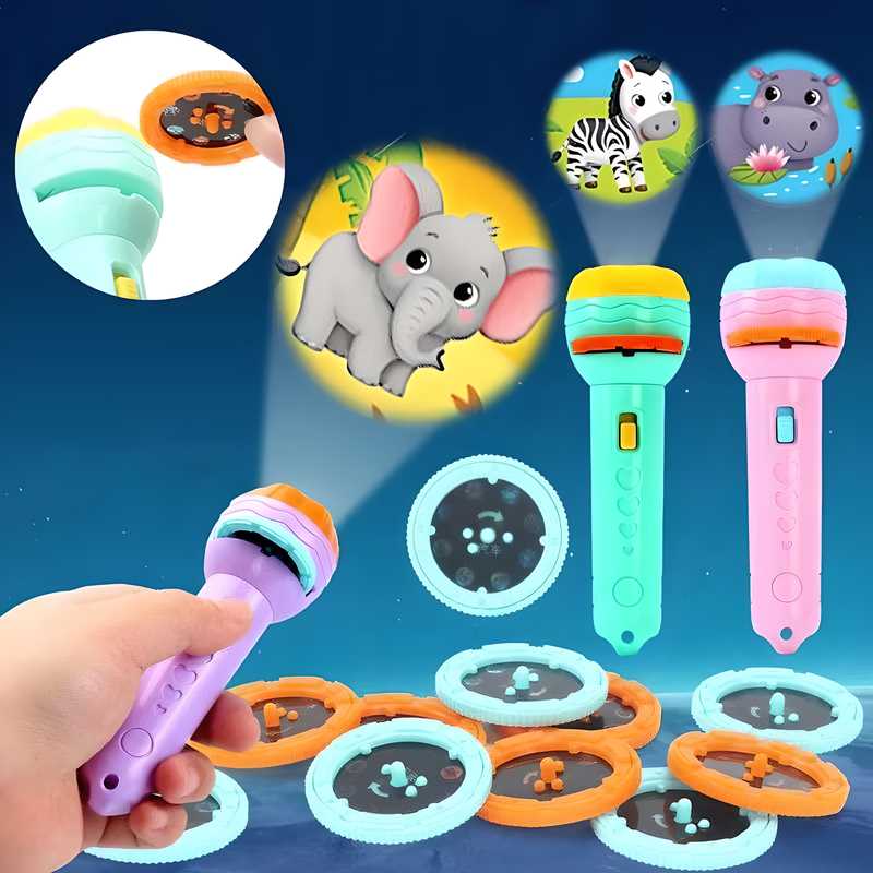 Slide Flashlight Torch Educational Projector Toy for Kids – Fun Learning & Sleep Companion