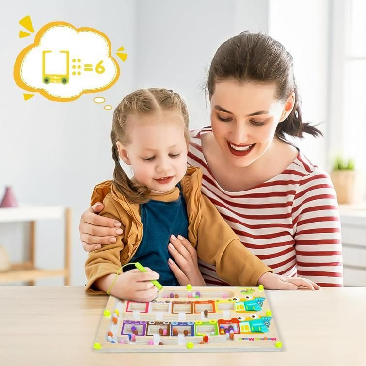 Magnetic Color & Number Maze – Montessori Wooden Learning Board