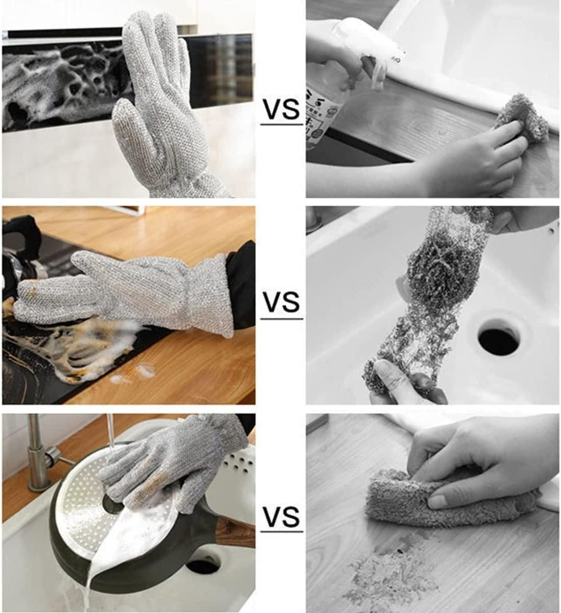 Reusable Waterproof Dish‑Washing Gloves with Built‑In Scrub Wire