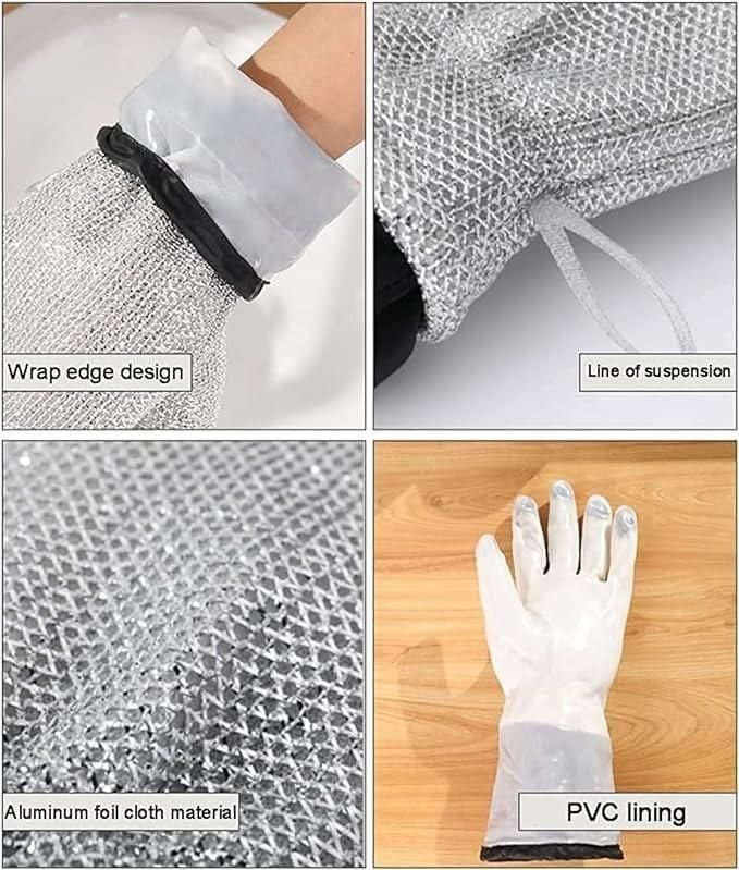 Reusable Waterproof Dish‑Washing Gloves with Built‑In Scrub Wire