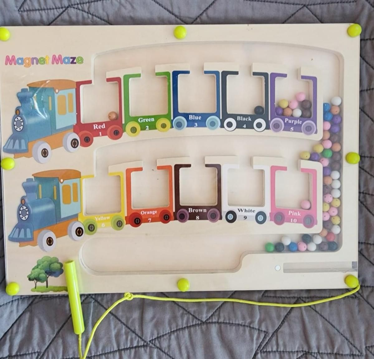 Magnetic Color & Number Maze – Montessori Wooden Learning Board