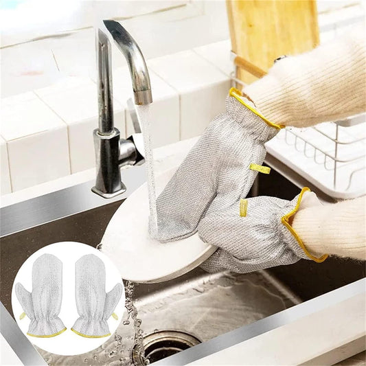 Reusable Waterproof Dish‑Washing Gloves with Built‑In Scrub Wire