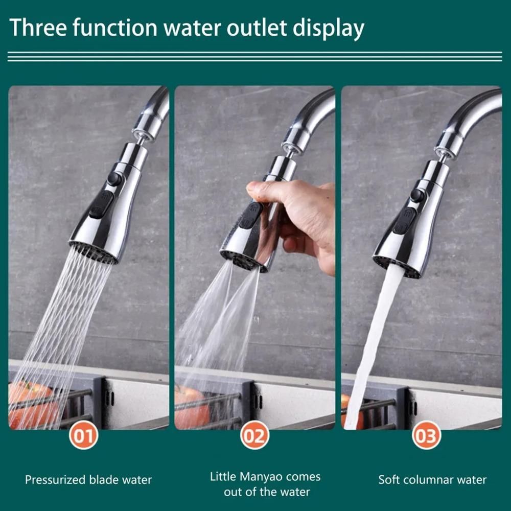 3‑Mode Kitchen Sink Faucet Extender – 360° Swivel & Water‑Saving Spray Head