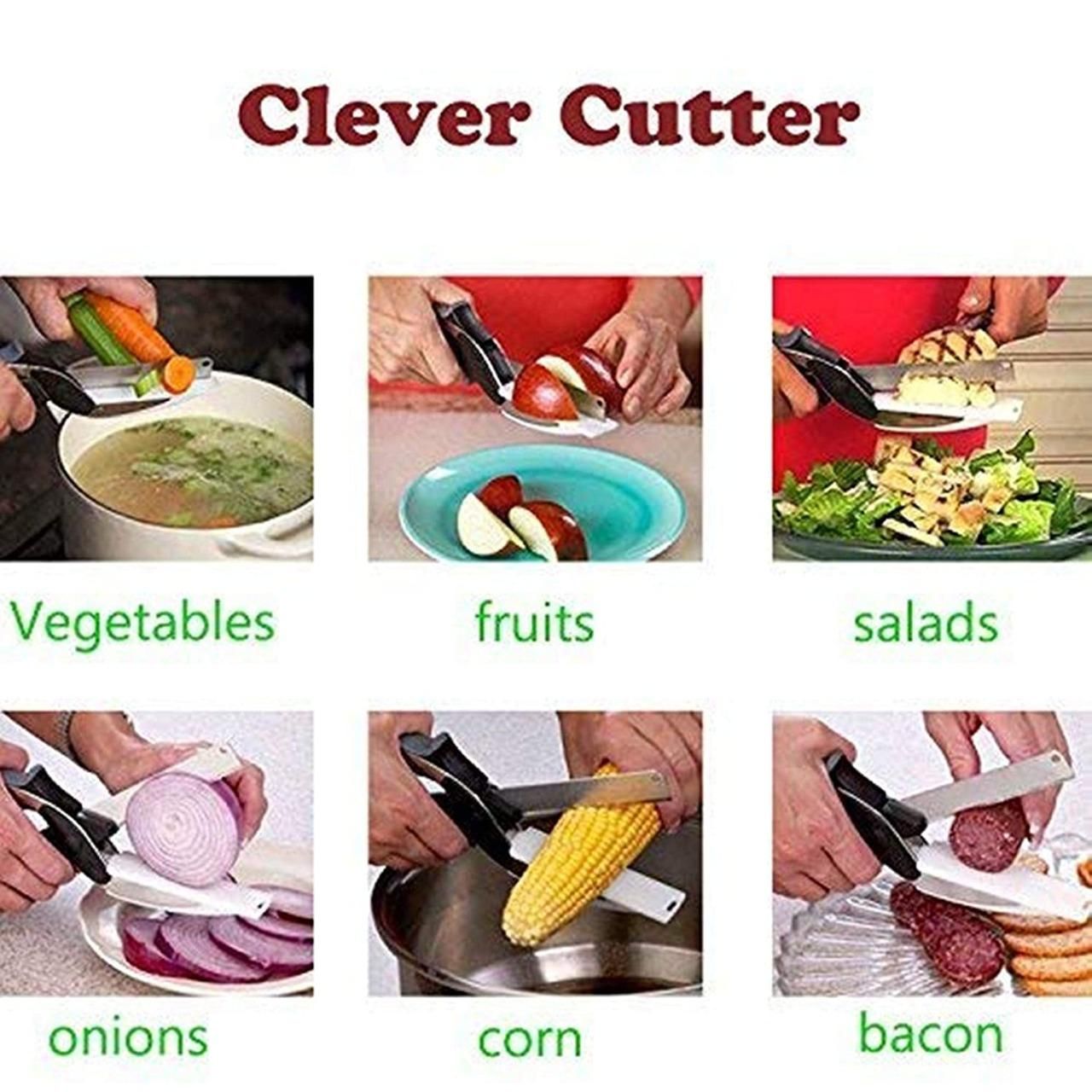 Smart 2‑in‑1 Clever Cutter – Knife & Built‑In Mini Chopping Board