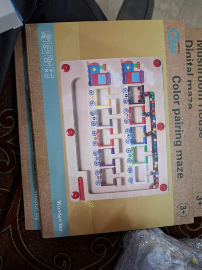 Magnetic Color & Number Maze – Montessori Wooden Learning Board
