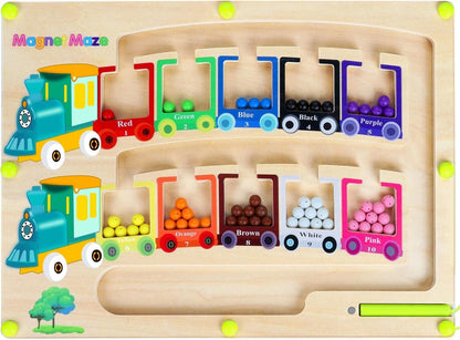 Magnetic Color & Number Maze – Montessori Wooden Learning Board