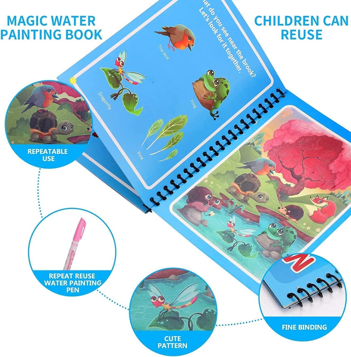 Reusable Magic Water Coloring Book – Quick Dry & Mess-Free Fun for Kids